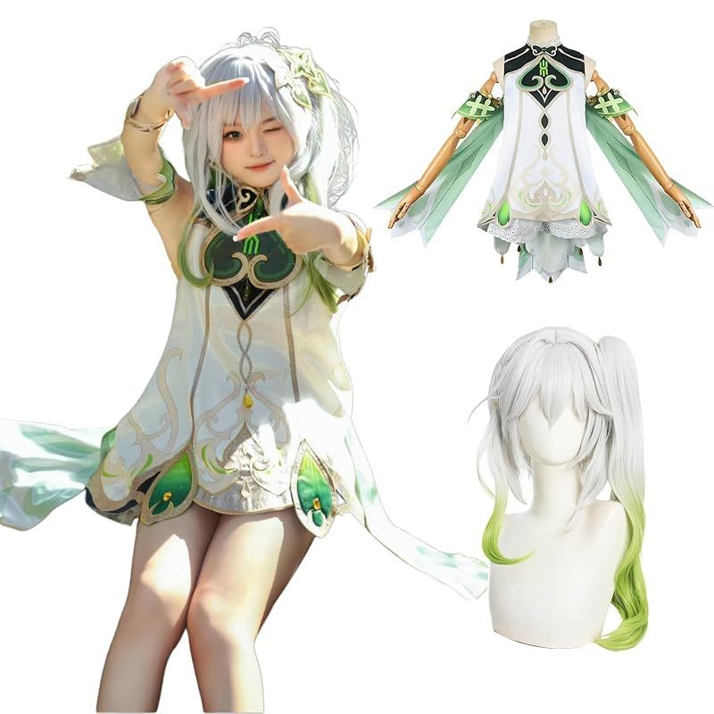 【新品】 [NOKIJP] 原神 コスプレ ナヒーダ コスプレ衣装 ウィッグ付き 子供 キッズ スメール 白草浄華 げんしん コスプレ Genshin impact ナヒーダ コスプレ クラクサナリデビ クサナリ 草神 知恵の章 (ナヒーダ ウィッグ付き, 1