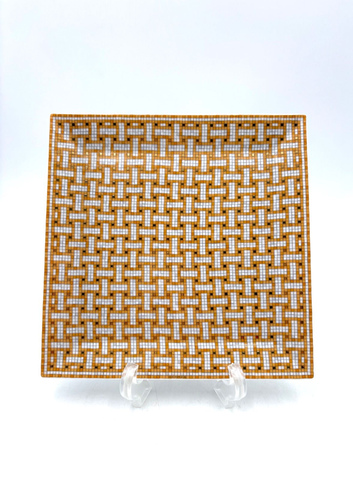 【美品】HERMES エルメス　モザイク ヴァンキャトル 19cm No.4 ゴールド　プチカレ スクエアプレート