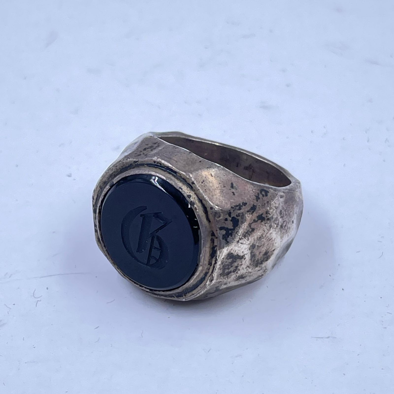 8C019GARNI ガルニ シグネット カレッジリング・指輪 メンズ シルバー ブラック 中古