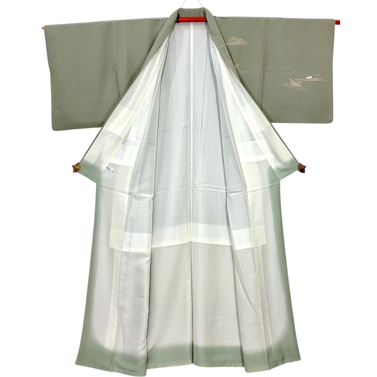 正絹】訪問着 5点セット（着物・袋帯・帯揚げ・帯締め・重ね衿）幅広