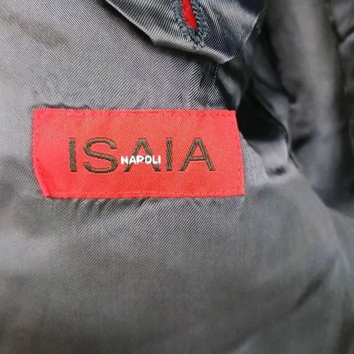 イザイア ISAIA テーラードジャケット 上着 ウール 48 黒 ブラック