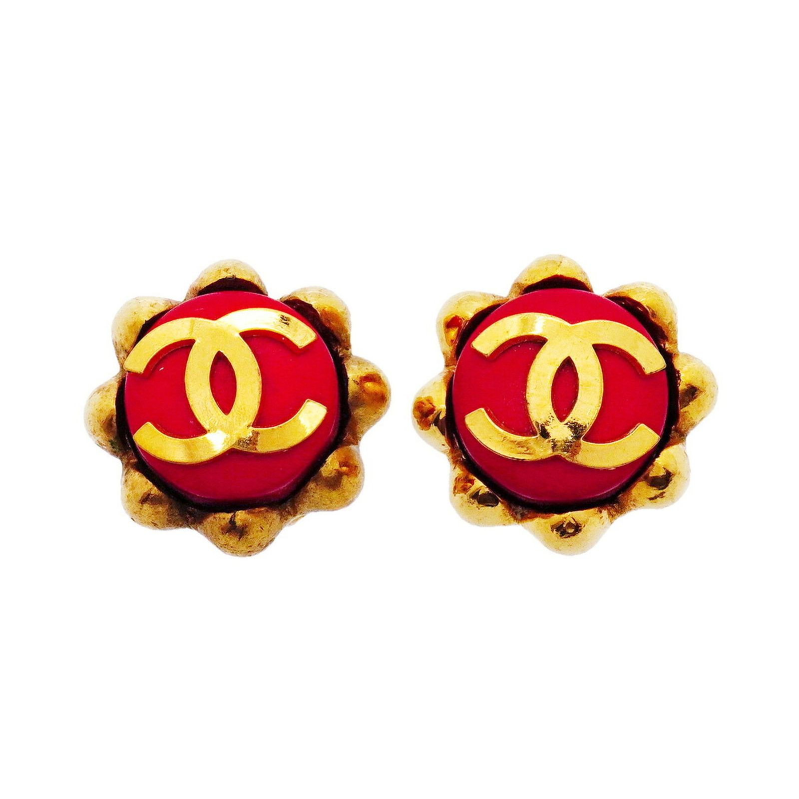 シャネル(Chanel) シャネル イヤリング ココマーク GPメッキ ゴールド レッドレディース