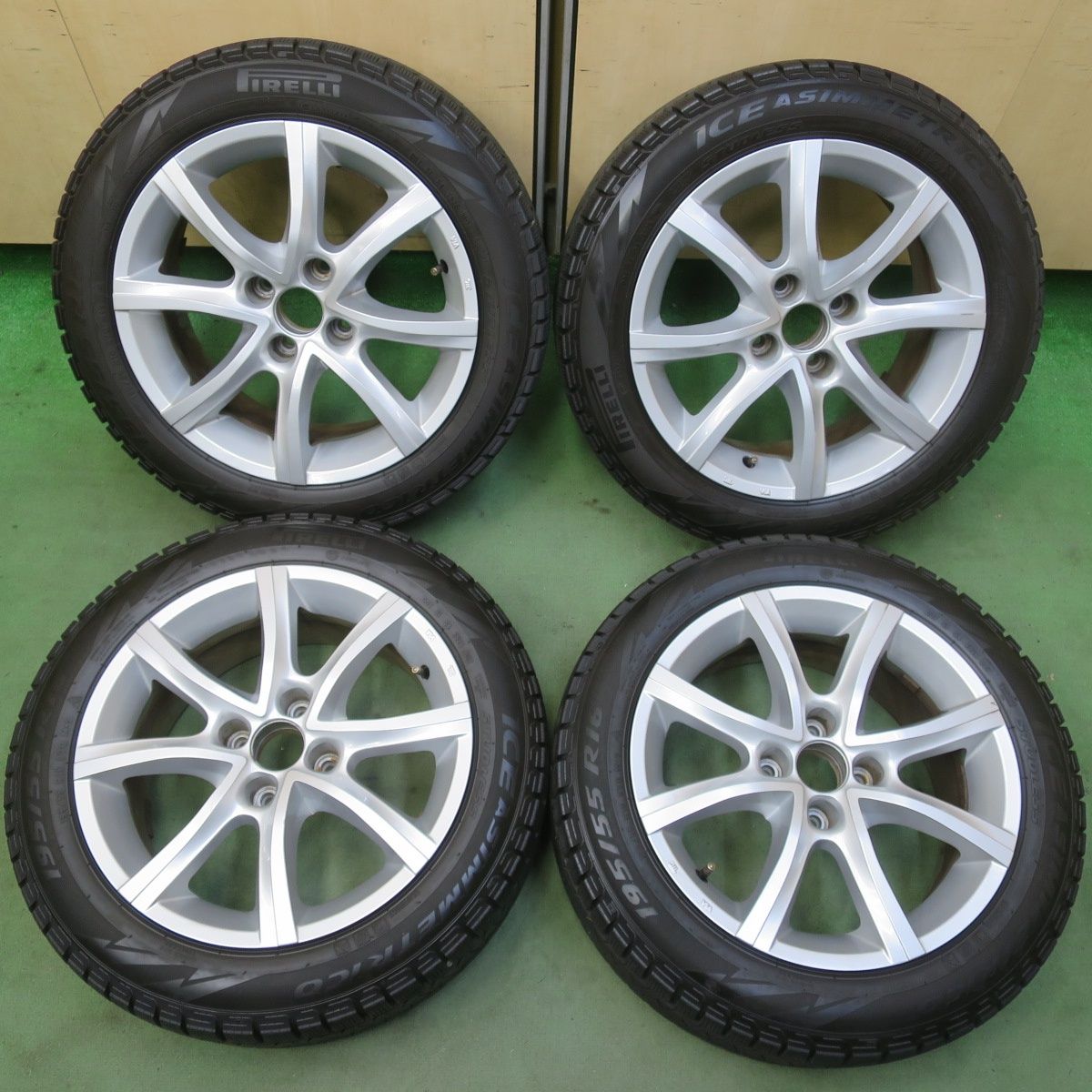 バリ溝！8.5分◎シトロエン プジョー 等 MAK Antibes 195/55R16 スタッドレス ピレリ アイス アシンメトリコ マック アンチバス 16インチ PCD108/4H◎6081704イス