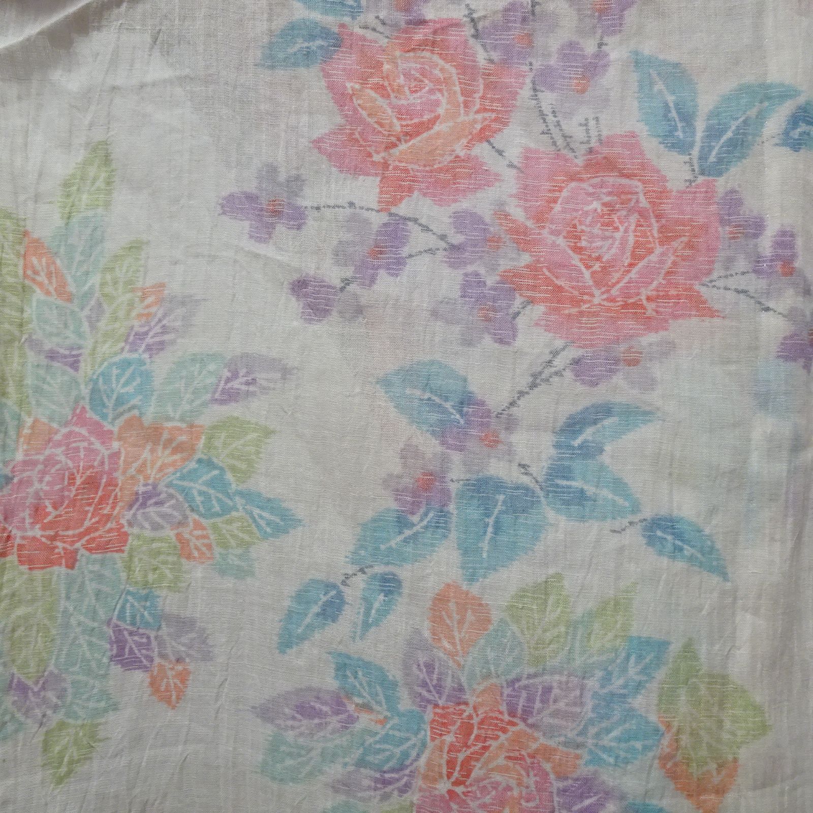中古　本麻　小千谷縮　着物　花【232806】 6,958円