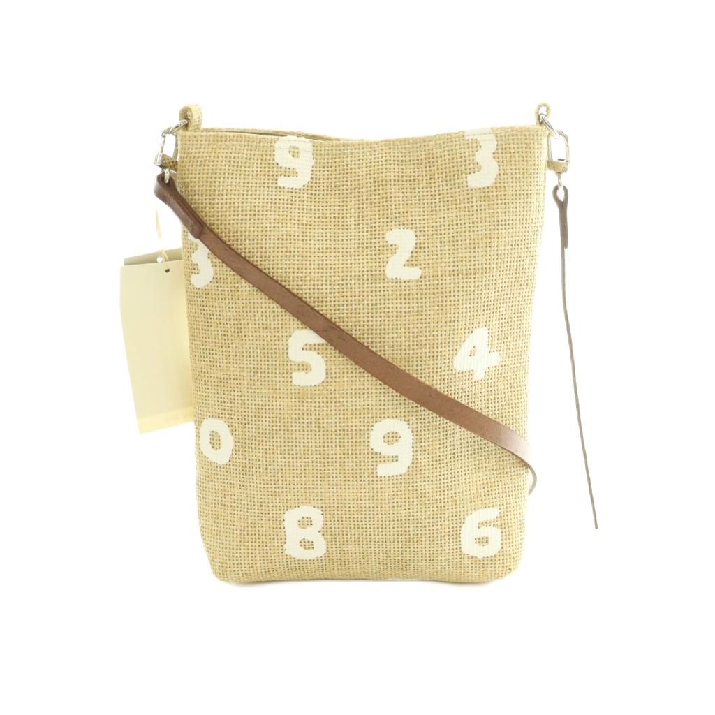 Sousou SOU Kyogata Yuzen Panama Y. Pouch Shoulder Bag Nylon Number Pattern Beige White White/MI ■OS