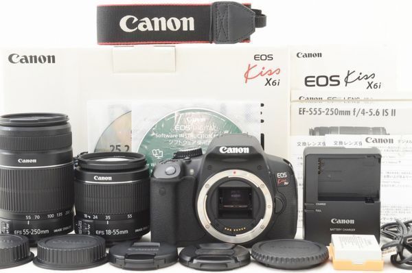 ☆極上美品☆ Canon キャノン EOS Kiss X6i ダブルズームキット 元箱 付属品 Shot数 僅か 5,300枚前後！ ♯26082301