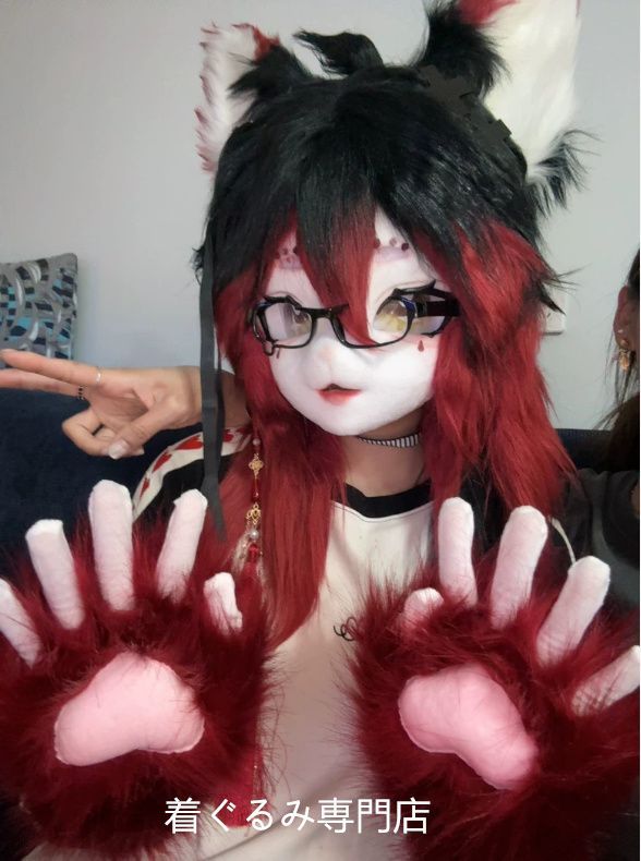 狼　犬　猫　着ぐるみ 　ヘッド ケモノ ファースーツ ぬいぐるみ コスプレ コスチューム Kurumi 一点物 E214