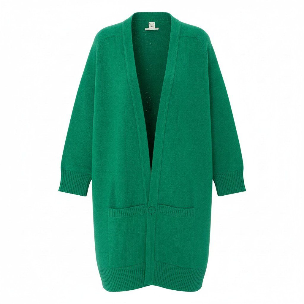 E@Ed15 HERMES エルメス Hロゴ カシミヤ100％ ロングカーディガン H Logo Cashmere Long Cardigan Green サイズ40 グリーンt18r