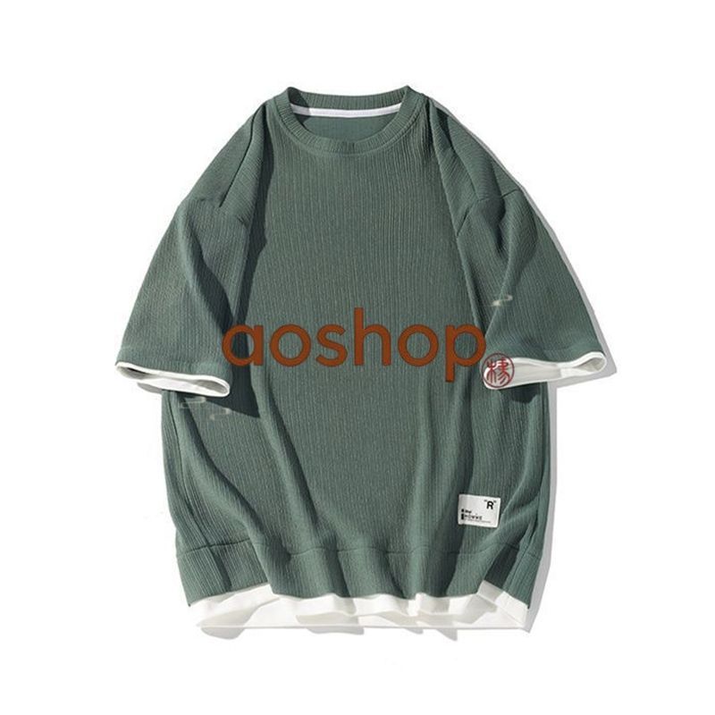 Tシャツ メンズ トップス 無地 大きいサイズ シンプル ゆったり 柔らかい肌触り 涼しい 快適 重ね着風 ビッグ シルエット おしゃれ かっこいい 春夏秋  thumbnail 9