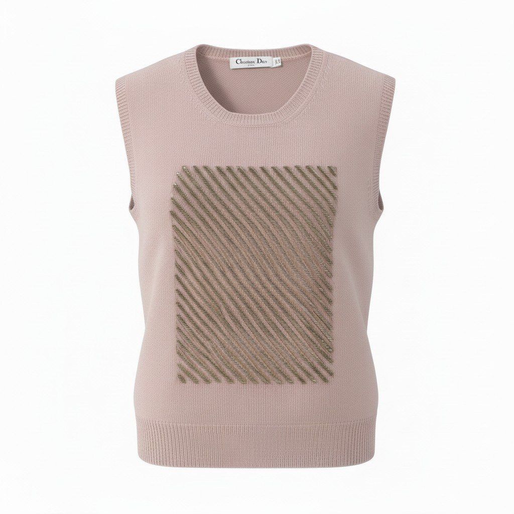 F＠Ed15 Christian Dior クリスチャンディオール カシミヤ100 ビジュー ニットトップ Cashmere Bijou Knit Top サイズ40 ピンク 近年モデルt18r