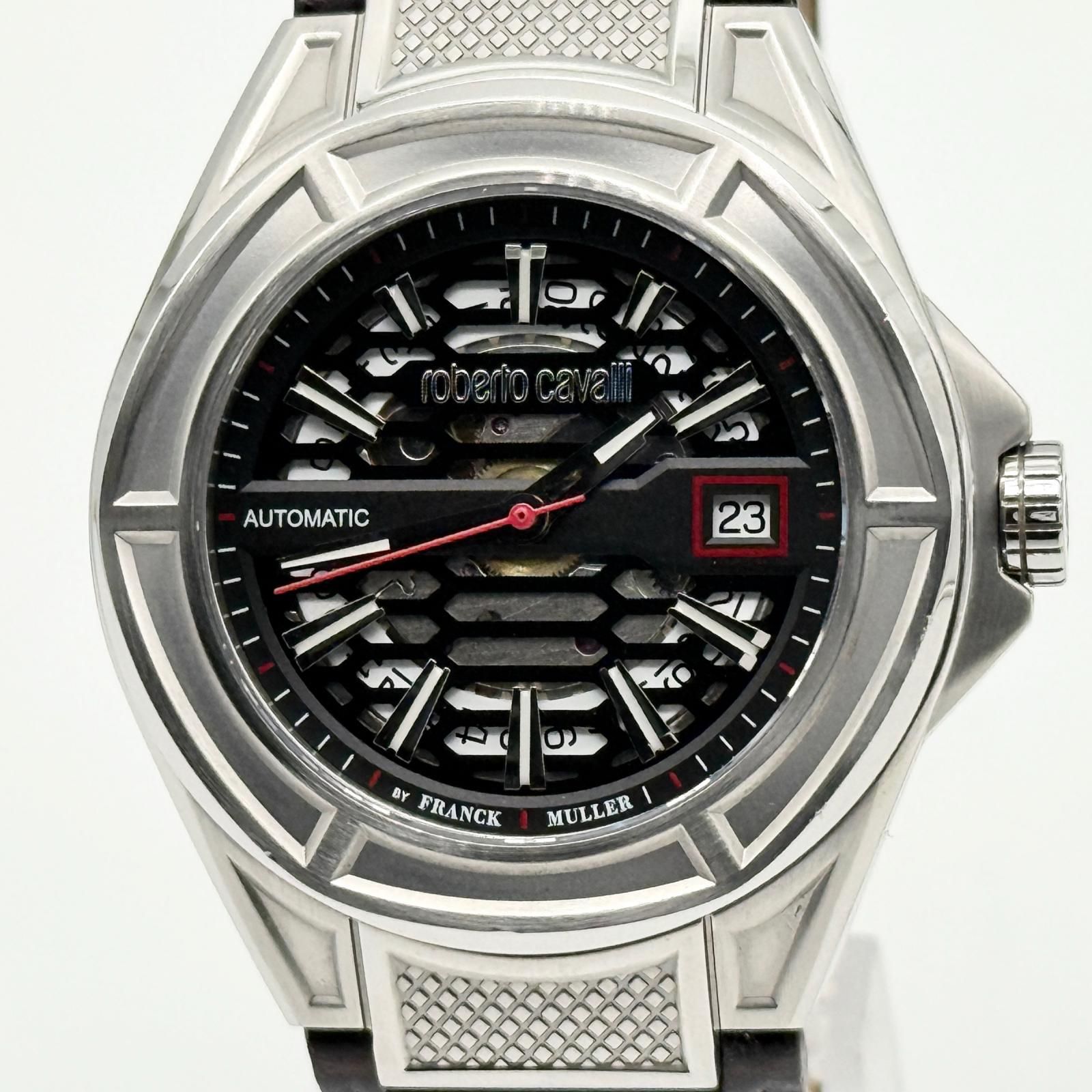 Roberto Cavalli ロベルトカバリ by フランクミュラー SS SS×革 スケルトン RV1G106L0011 AT メンズ 腕時計 稼働品 50,040円