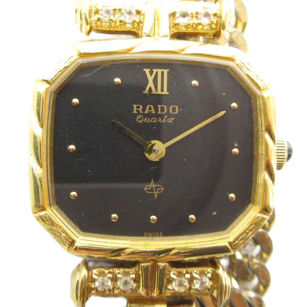 ラドー RADO 700.9027.2 腕時計 ウォッチ クォーツ 黒文字盤 ゴールドカラー 金色 ■GY18 /MQ