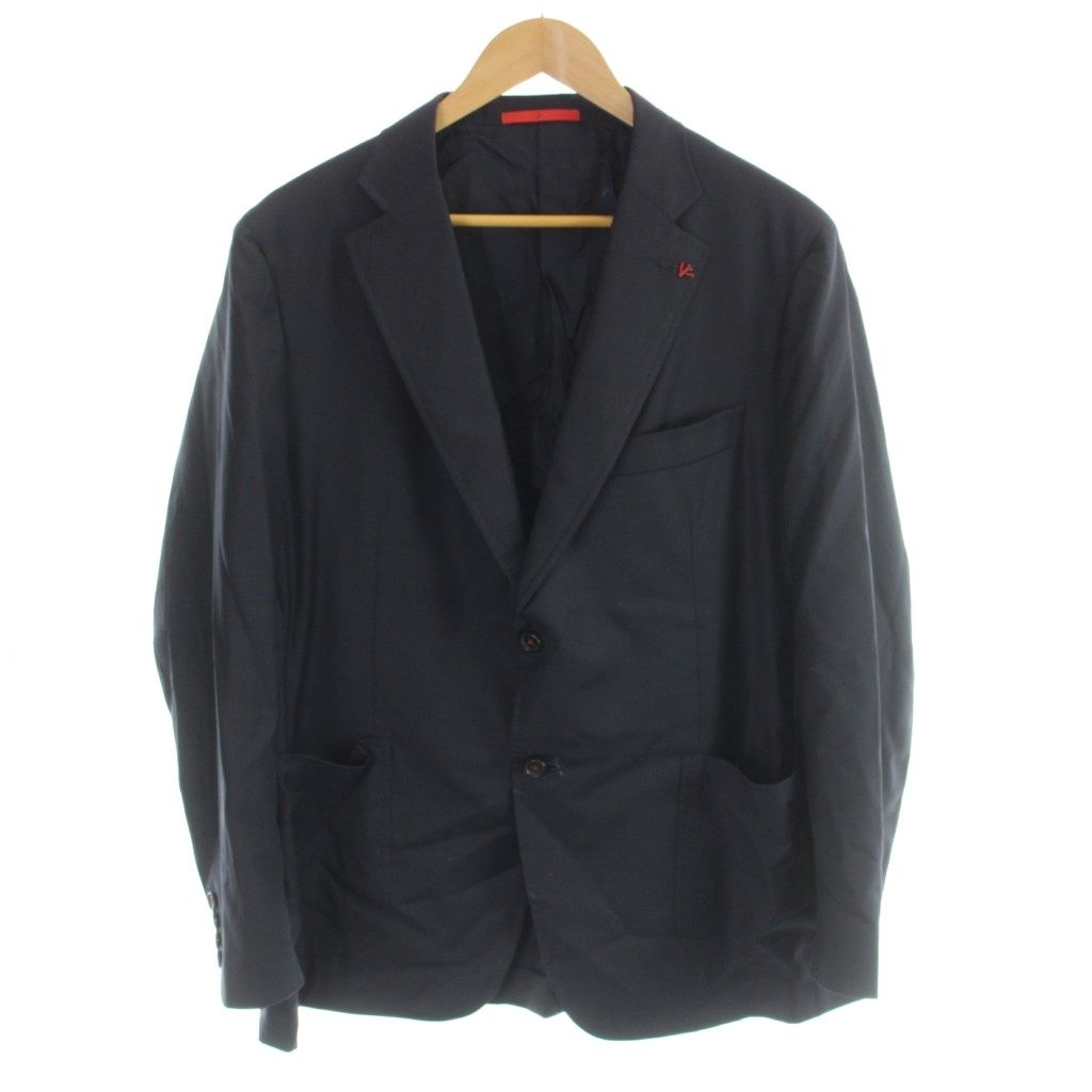 イザイア ISAIA AQUASPIDER アクアスパイダー テーラードジャケット スーツ 背抜き 2B ピンズ ウール 52 7R 紺 ネイビー /MW ■GY50