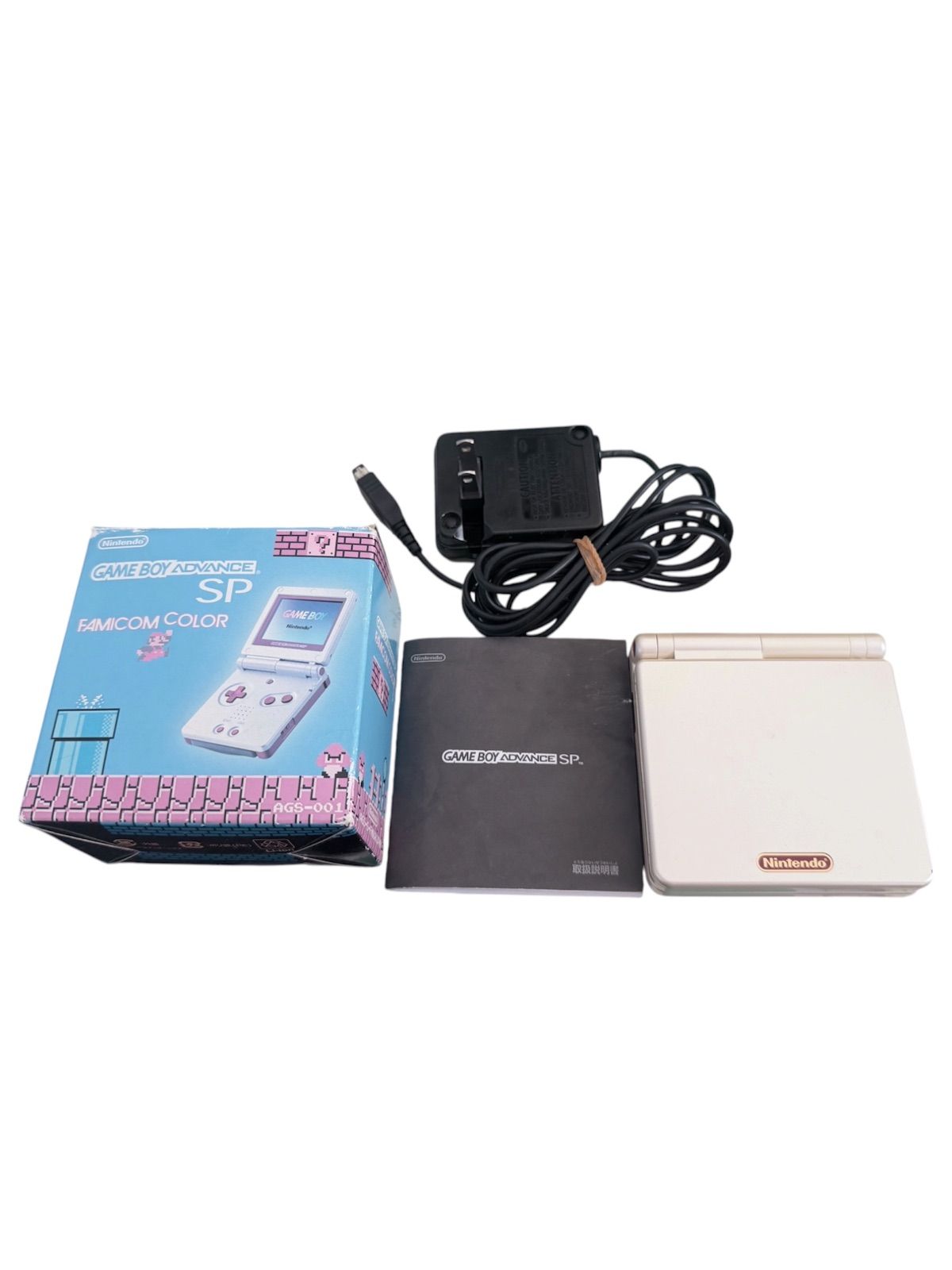 【通電確認済】ゲームボーイアドバンスSP ファミコンカラー 外箱・取扱説明書・充電器付き