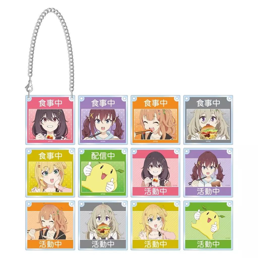[Used] Key Holder Set of 12 “Days Pass by, Food Is Good Trading Acrylic Door Plate Style Charm”