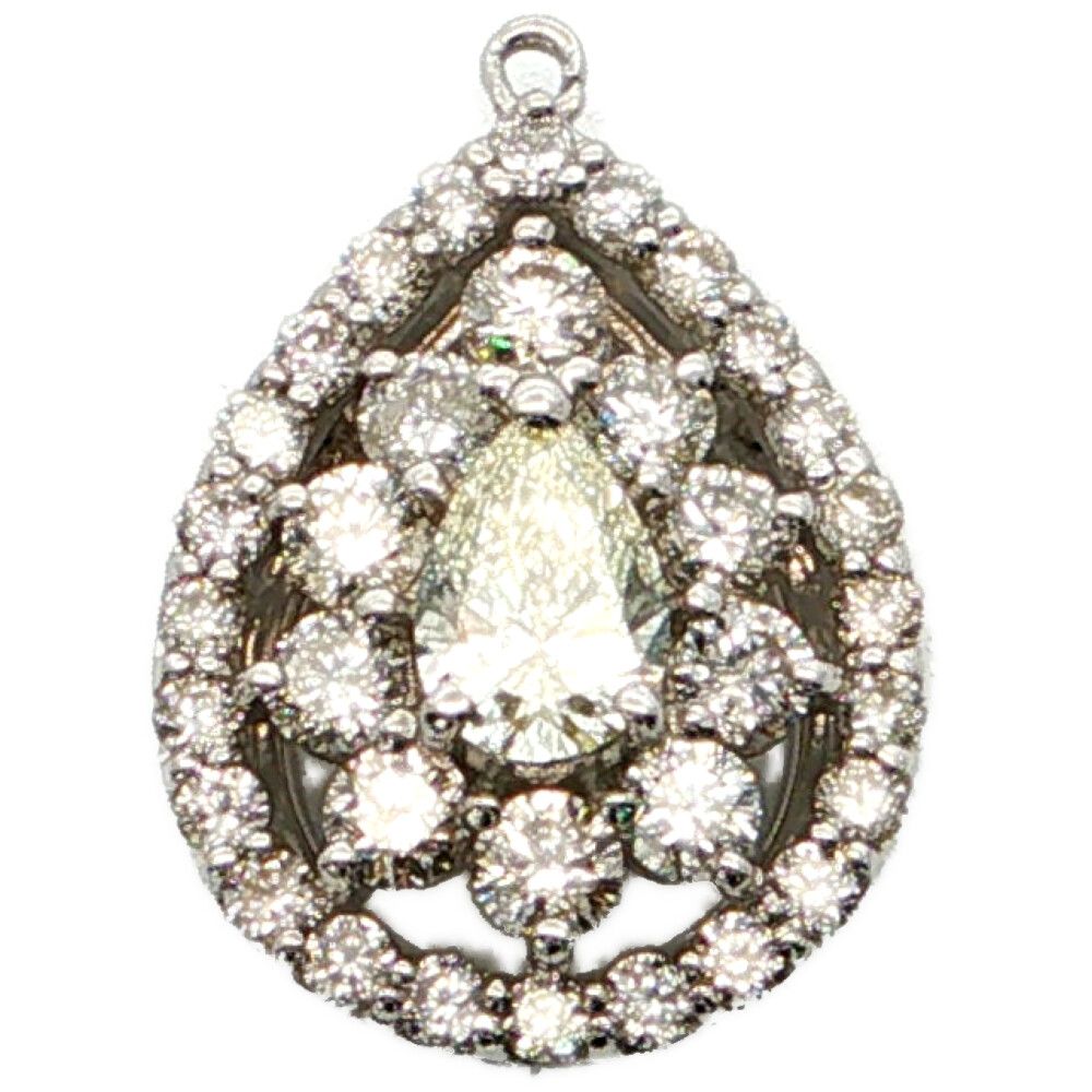 0.5ct シンプルライン チャーム ペアフォルム ダイヤモンドペンダントトップ チャーム Pt950-1.1g プラチナ 【♀】【N】【レディース】★■622761【中古】