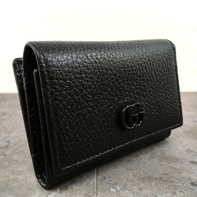 未使用品 GUCCI GGマーモント 三つ折り財布 644402 ブラック レザー 268