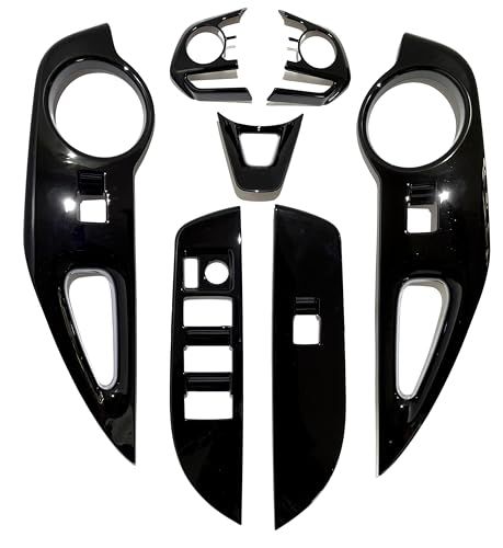 N◆Flatland カローラクロス 専用 アクセサリー 内装 カスタム パーツ ステアリングパネル ドアスイッチカバー セット (ピアノブラック) da31a660