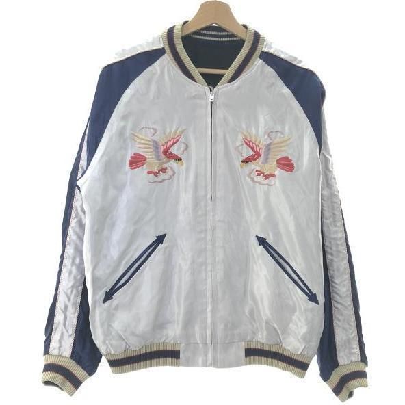 [Used] TAILOR TOYO Early 1950s Style Acetate Souvenir Jacket RED EAGLE TIGER HEAD Jacket L TT15542 Silver Navy Tailor Toyo [10]