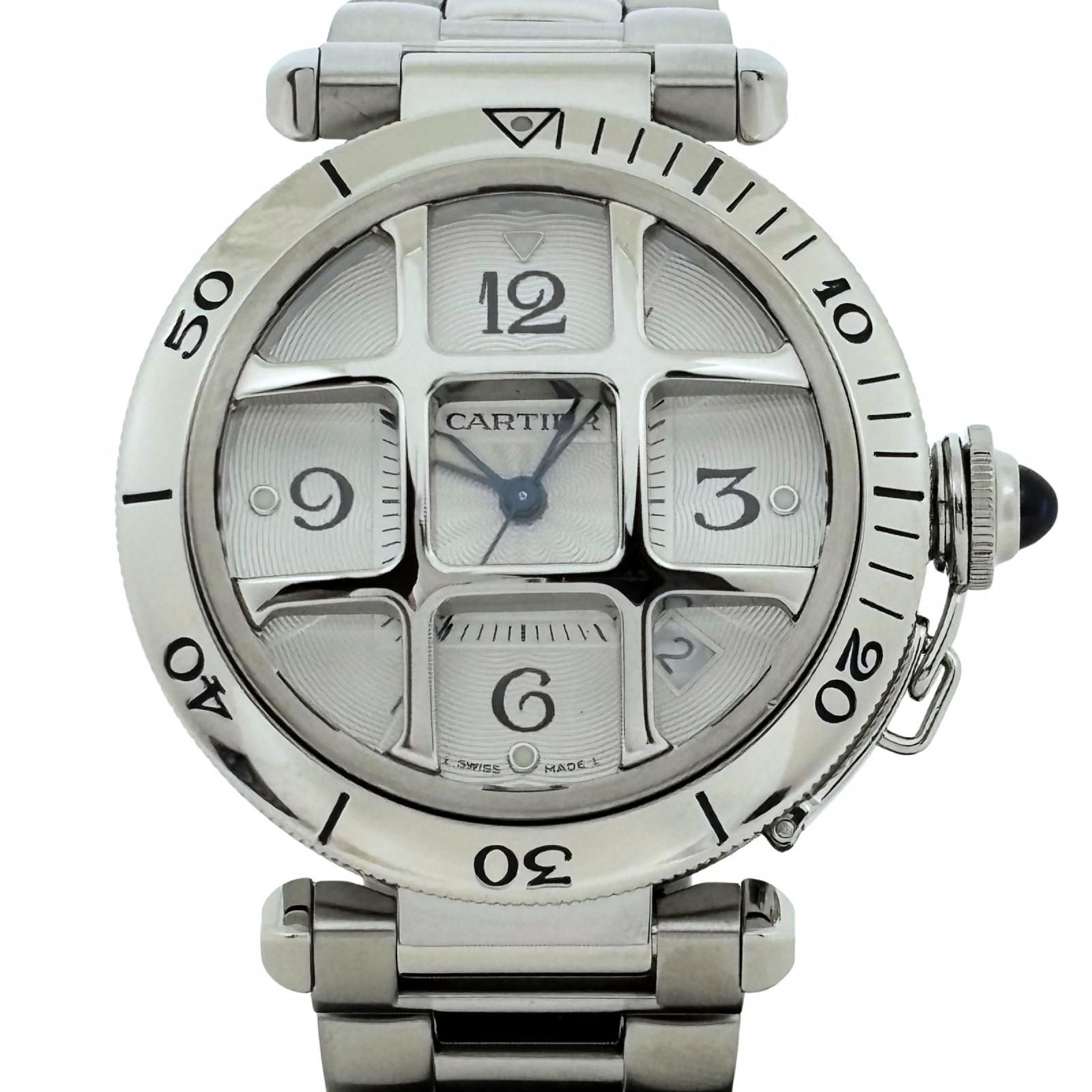 CARTIER カルティエ パシャ38mm ドームグリット W31040H3 シルバー ステンレススチール メンズ 自動巻き 【中古】200