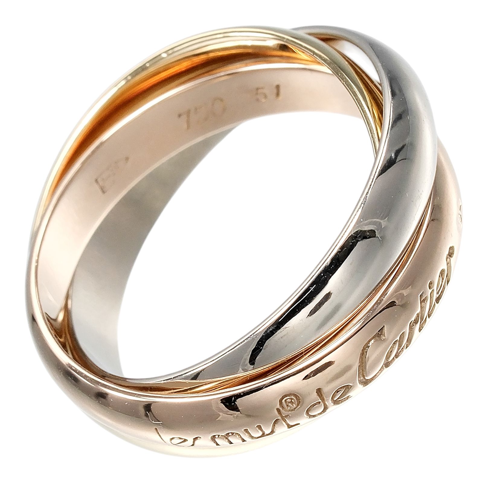 【CARTIER】カルティエ トリニティ 3.4mmバンド K18ゴールド（YG×PG×WG） 10.5号 レディース 7.45g リング・指輪 258,000円