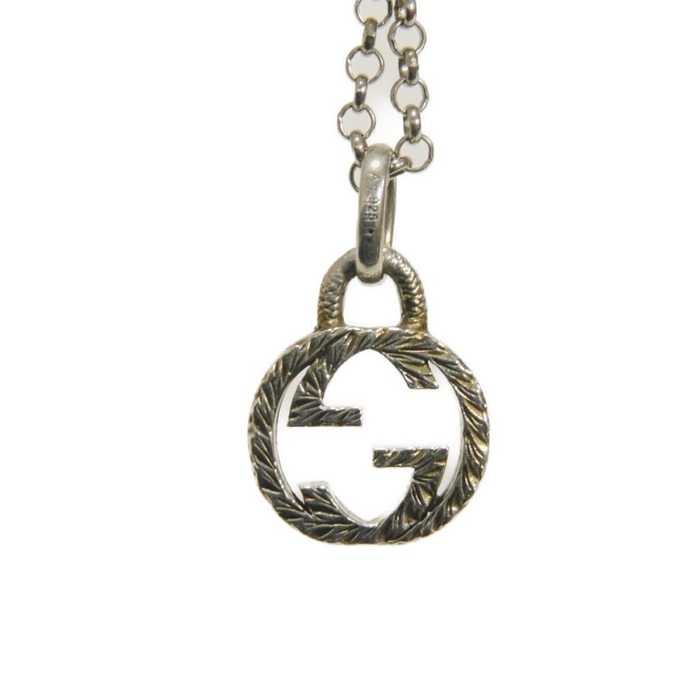 GUCCI グッチ インターロッキングG ペンダント 現行 アラベスク 燻し