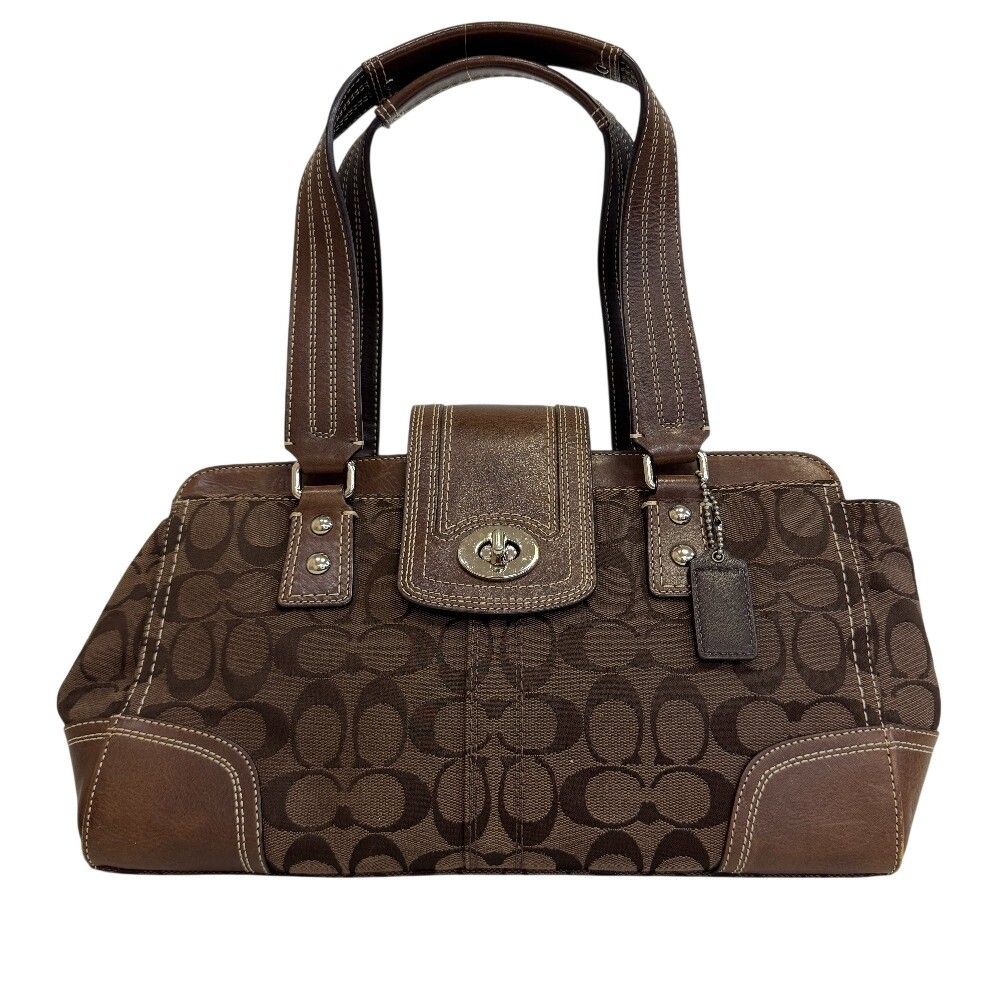 COACH Coach F13975 Signature Canvas Tote Bag Brown