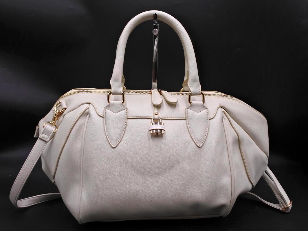 Samantha Vega Samantha Vega Leather Shoulder Tote Bag Ivory ■■ Women