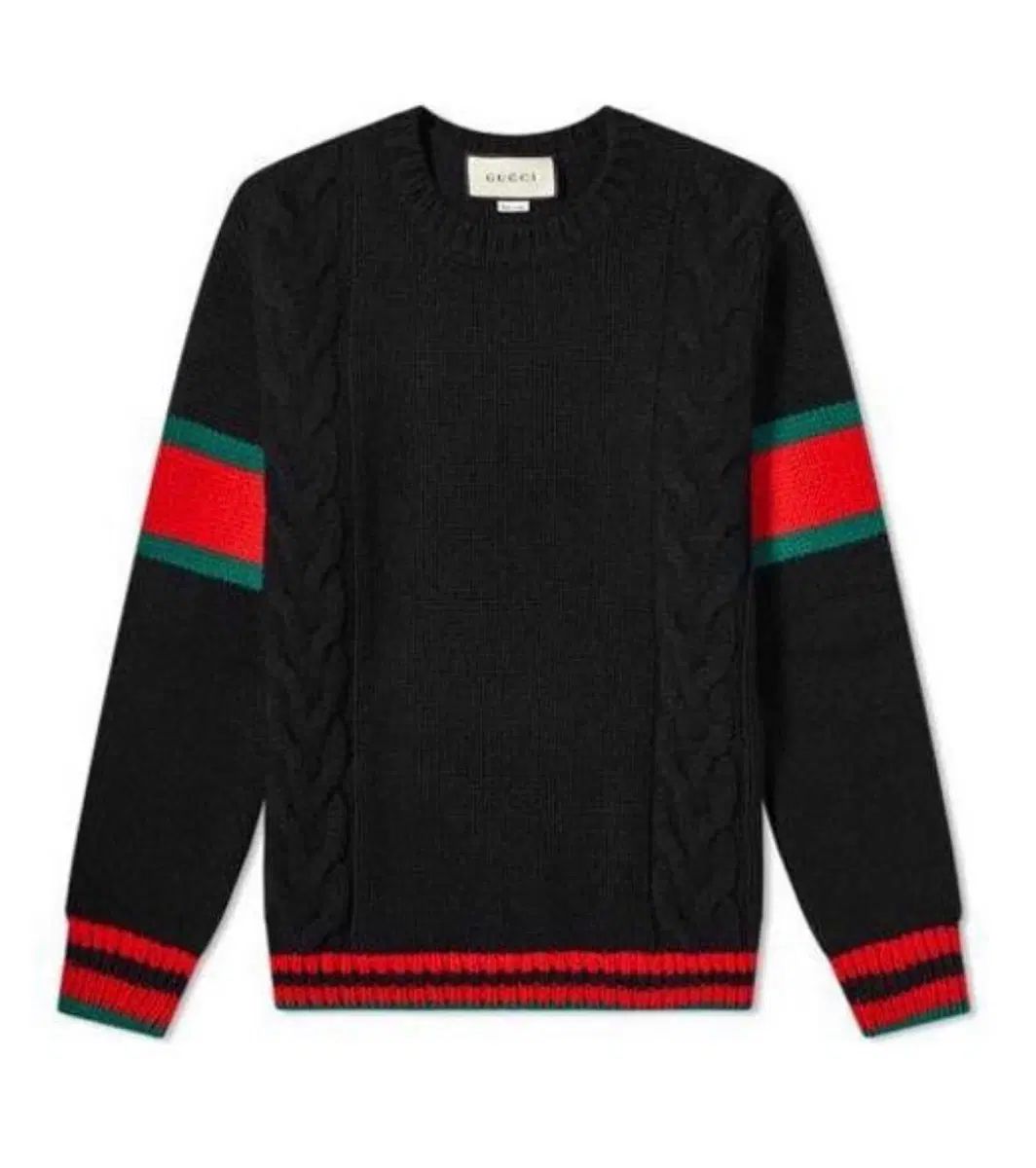 GUCCI ウェブ ストライプ ケーブル ウール ニット XL
