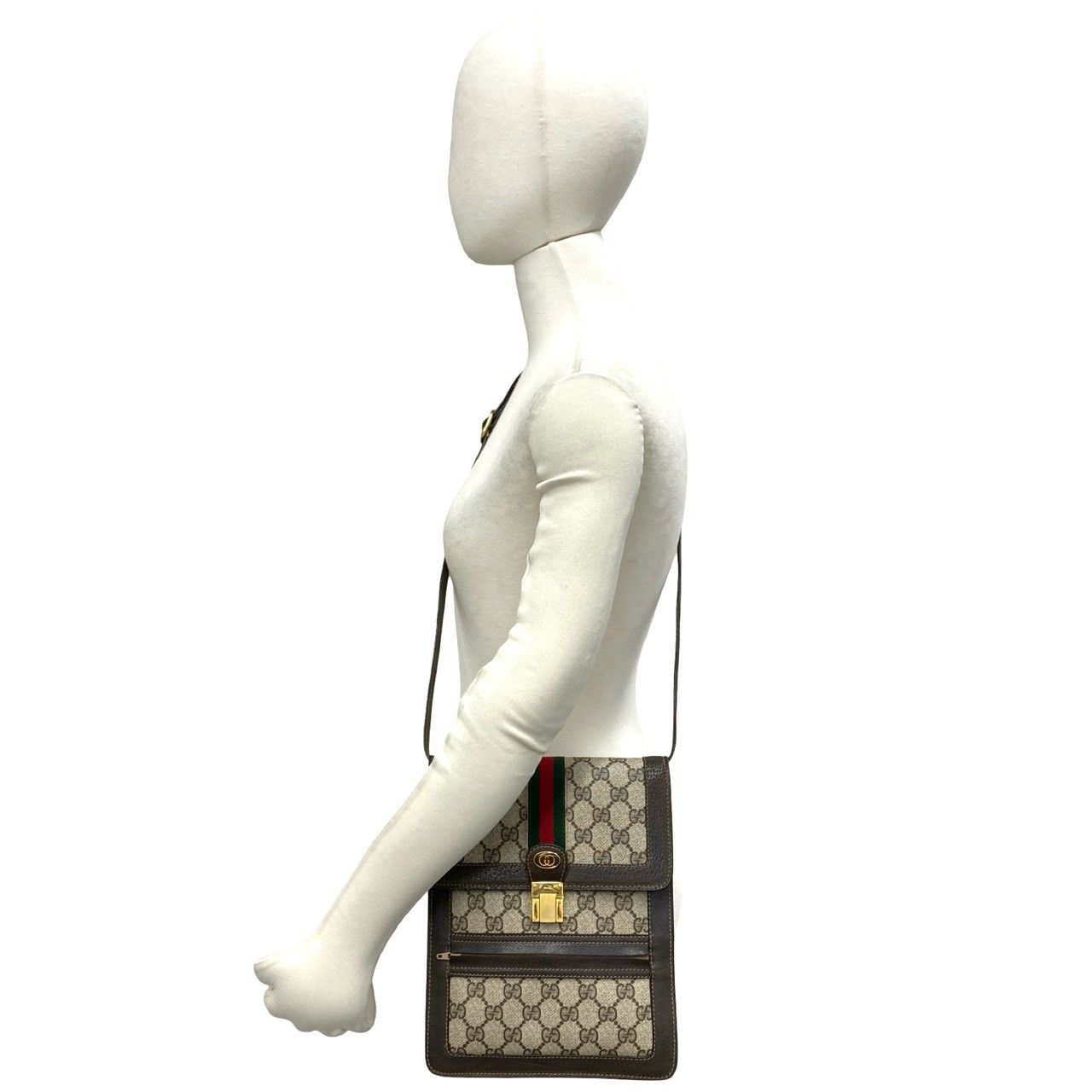 極 美品 GUCCI グッチ オールドグッチ シェリーライン GG ロゴ 柄 金具
