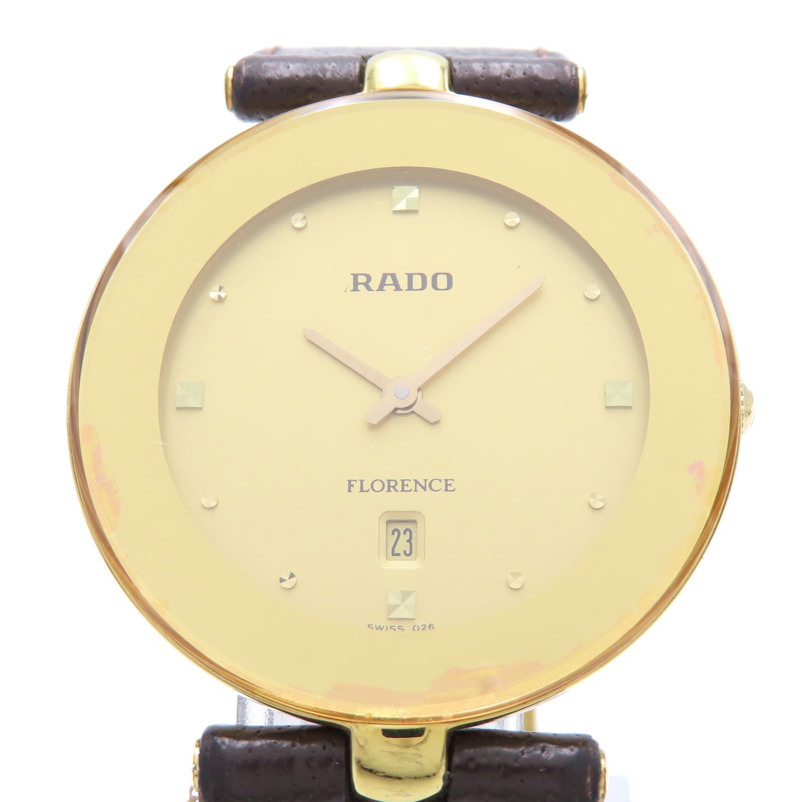 RADO　ラドー　FLORENCE　フローレンス　160.3677.2　クオーツ　rado　アナログ　腕時計　デイト　SS　革ベルト　クォーツ　Qz　【中古】 15,000円