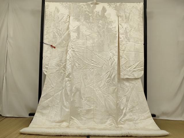 平和屋本店●白打掛　白無垢　和装　婚礼　結婚式　花嫁　神社挙式　唐織　飛鶴草花文　逸品　AABK2747ou