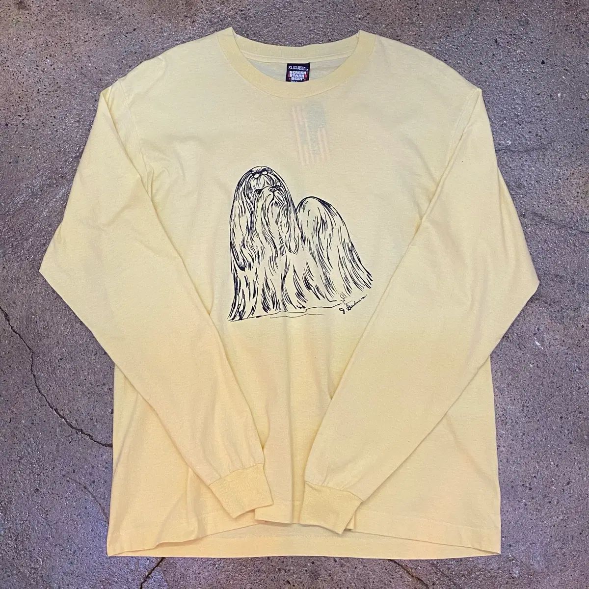 アメリカ ヴィンテージ 80s シングルステッチ 犬 長袖Tシャツ