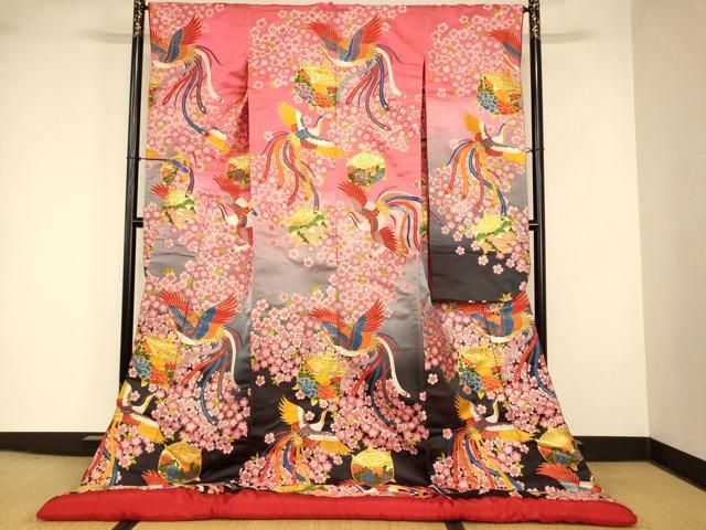 平和屋本店●色打掛　和装　婚礼　結婚式　花嫁　神社挙式　唐織　鳳凰舞桜文　暈し染め　金糸　逸品　AABJ2889fw