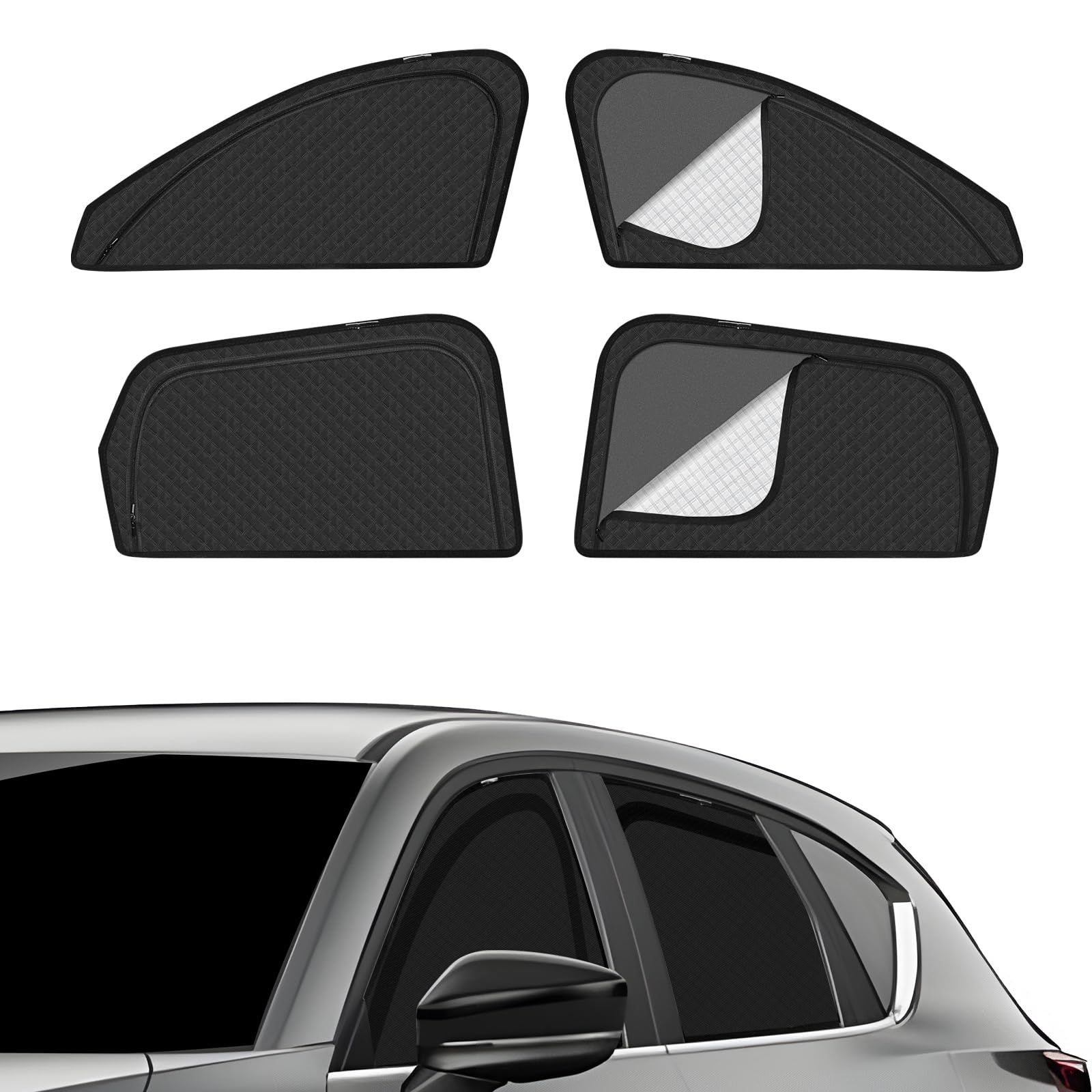 マツダ CX-5 KF系 車種専用 メッシュカーテン サンシェード 遮光 換気 CX5 KFEP KF5P KF2P サイド用 2in1 カーテン 日除け 虫避け マグネット カーシェード 通風 UVカット運転席 助手席 インテリア アクセサ c6eebebf