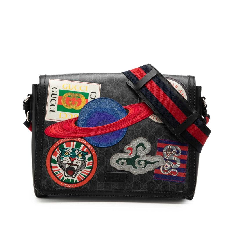 グッチ GGスプリーム クーリエ 斜め掛け ショルダーバッグ 474138 ブラック グレー PVC レザー レディース GUCCI【1-0284146】 68,640円