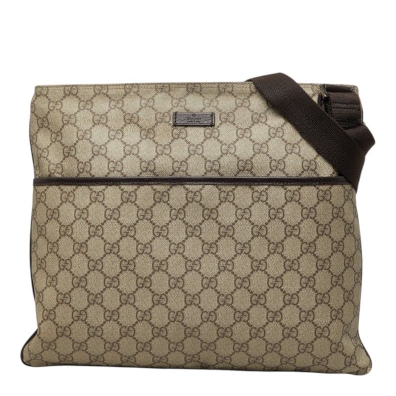 グッチ GGスプリーム 斜め掛け ショルダーバッグ 141198 ブラウン ベージュ PVC レザー レディース GUCCI【247-88029】