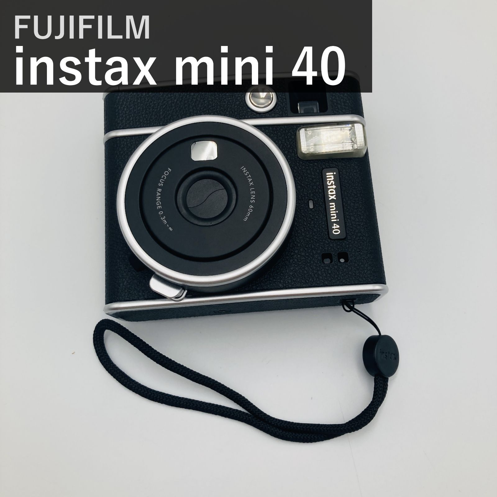 富士フイルム FUJIFILM インスタントカメラ チェキ instax mini 40 INS MINI 40 ブラック クラシックデザイン 自動露光調整 セルフィーモード搭載 ハンドストラップ付属 instax miniフィルム対応 60mmレンズ