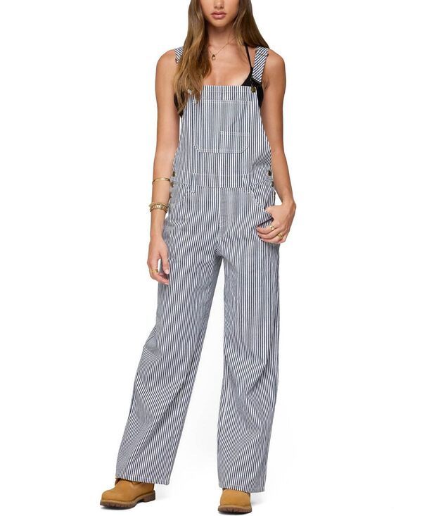アディクテッド レディース ボトムス カジュアルパンツ オーバーオール デニム Edikted Tamsin Stripedenim Overalls NavyAndWhite ホワイト 21,868円