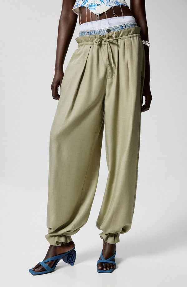 デジグアル レディース ボトムス レギンス パンツ Desigual Paperbag Waist Pants Light Green グリーン