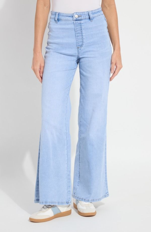 リジー レディース ボトムス デニムパンツ ワイドレッグ ジーンズ Lysse Iris Flat Front Wide Leg Jeans Bleached Blue ブルー