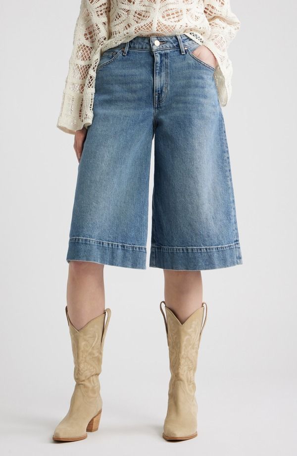 トレジャーアンドボンズ レディース ボトムス デニムパンツ ワイドレッグ ハイウエスト ジーンズ Treasure Bond High Waist Culotte Wide Leg Jeans Med