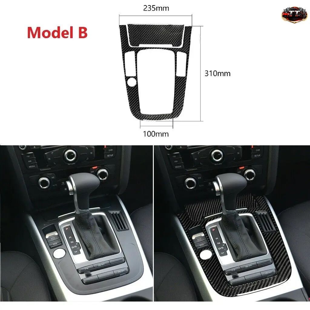 カーボンファイバー製カーセンターコンソールギアシフトパネルデコレーションカバートリム アウディ A4 B8 A5