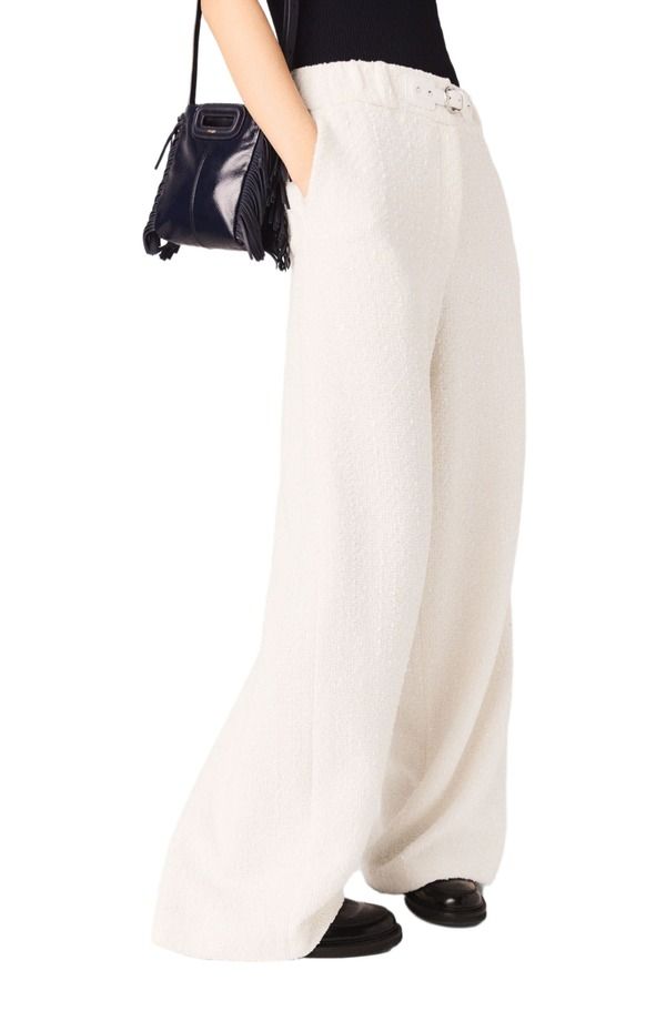 マージュ レディース ボトムス レギンス パンツイード maje Wideleg tweed trousers Ecru エクリュ