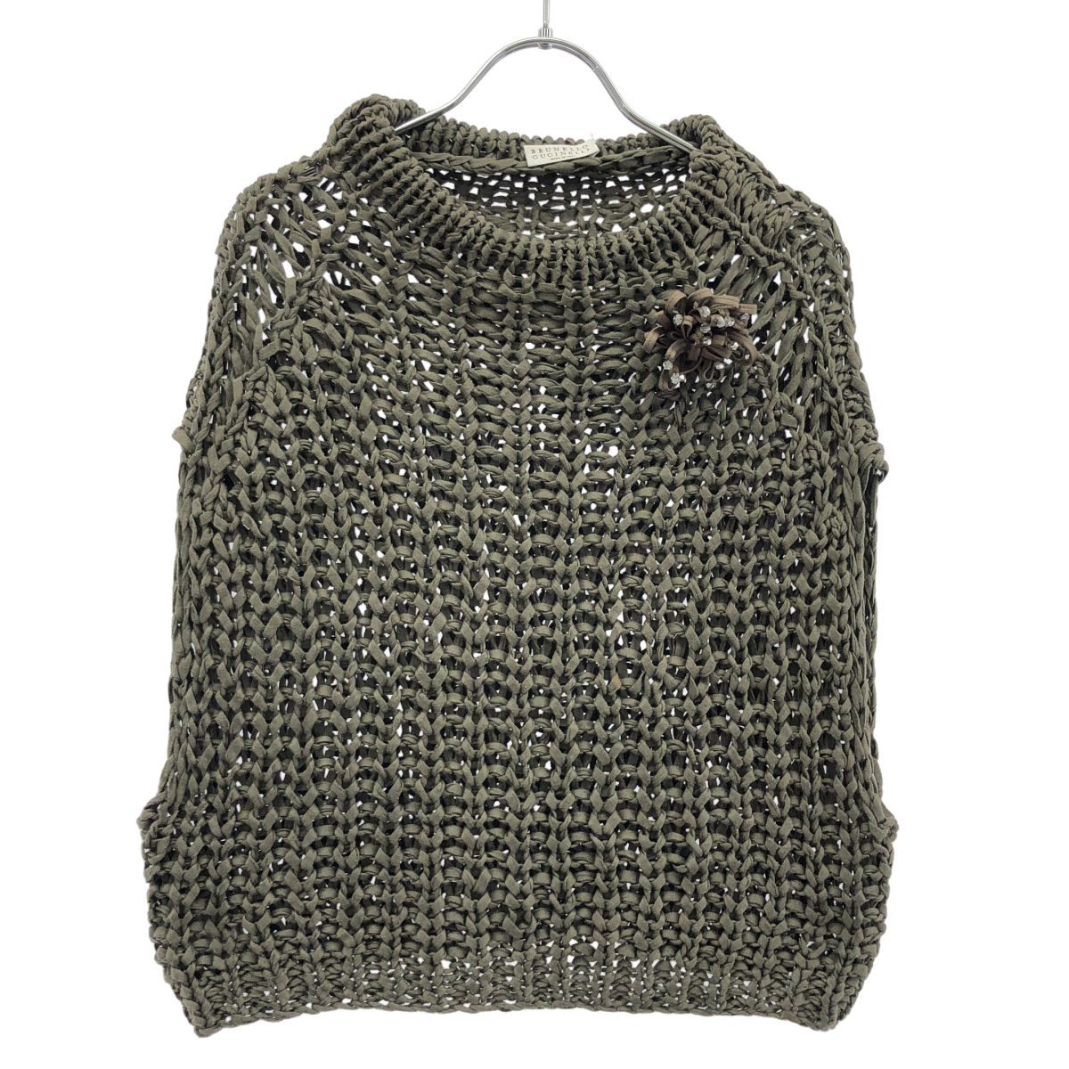BRUNELLO CUCINELLI ブルネロクチネリ フラワーブローチニットベスト DB54368 グレー L
