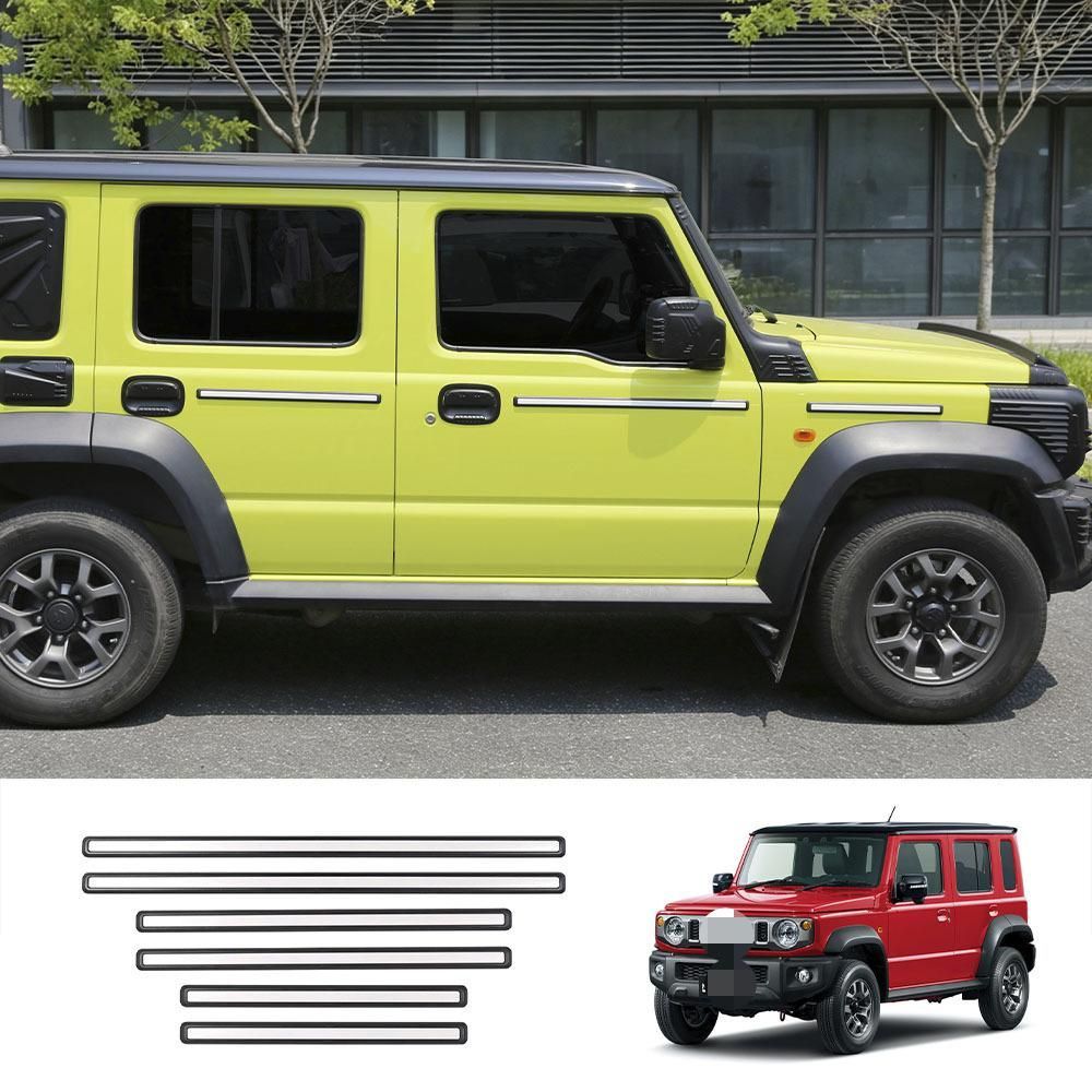 スズキ Suzuki ジムニーノマド Jimny Nomade 2025年 5ドア用 ボディサイドモール ガーニッシュ 6点セット ABS製 マットブラック＋パールホワイト 貼り付け式 傷・擦れ防止 外装ドレスアップ