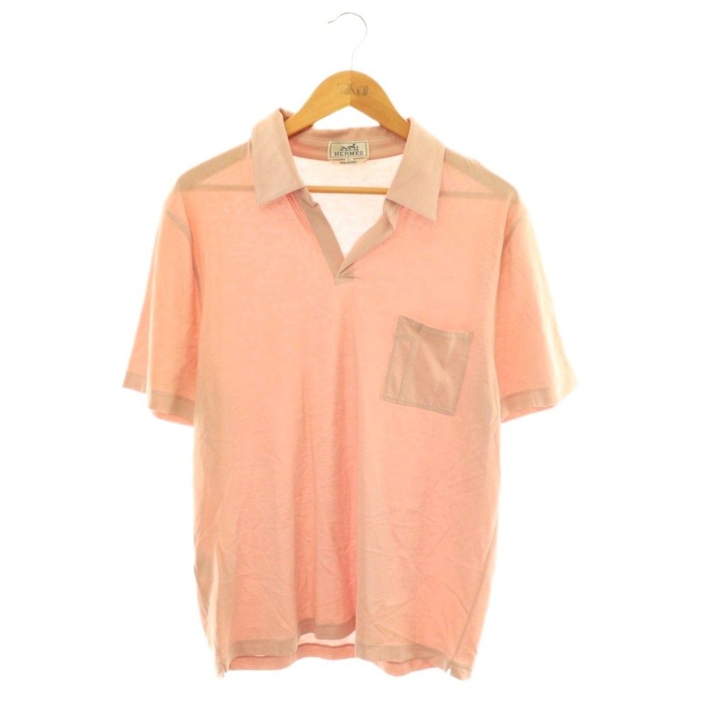 エルメス HERMES Tシャツ 半袖 スキッパー カットソー コットン XL ピンク /NR ■GY18