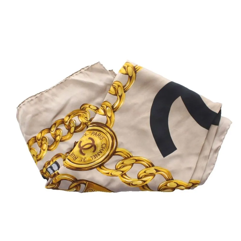 シャネル CHANEL 大判 スカーフ ストール ココマーク ロゴ チェーン 総