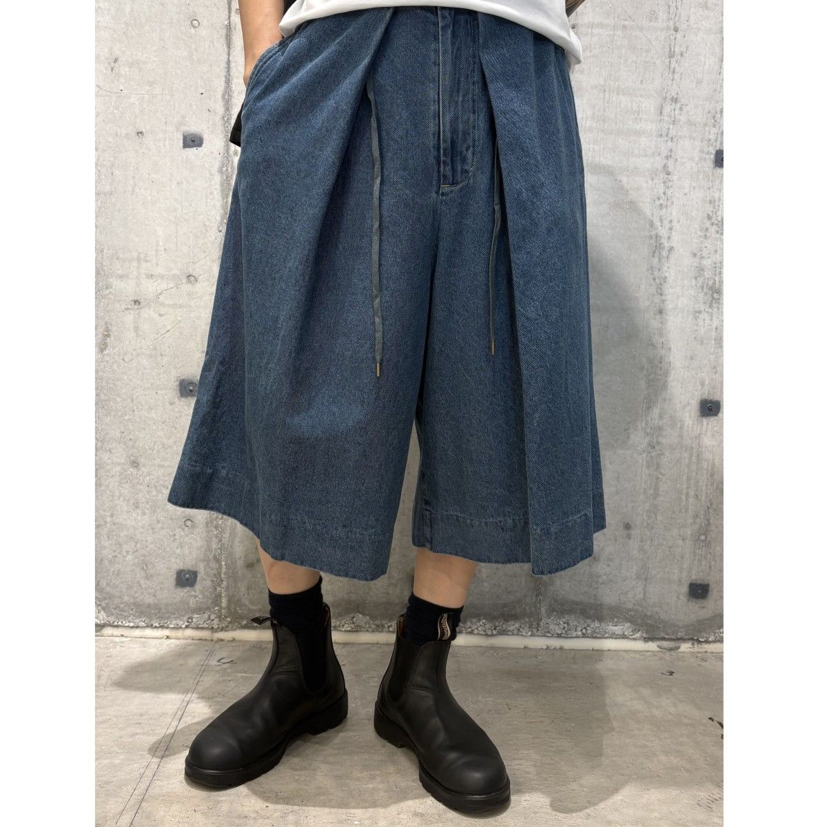 KUON 25AW 3／4 Hakama Trousers-Denim-ハカマデニムワイドパンツ 8069000149289