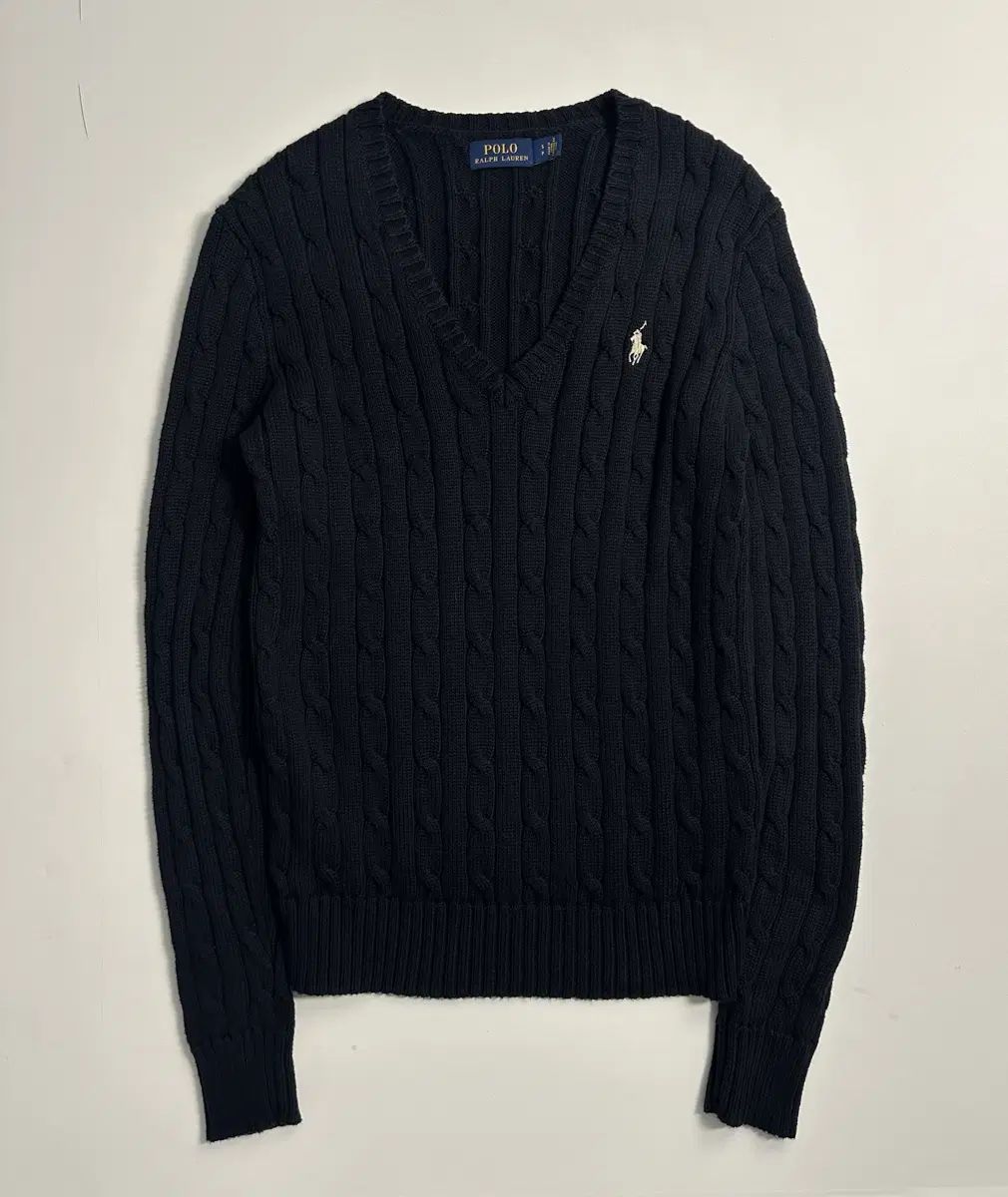 POLO RALPH LAUREN ポロラルフローレン Vネック ケーブル レディースニット ブラック